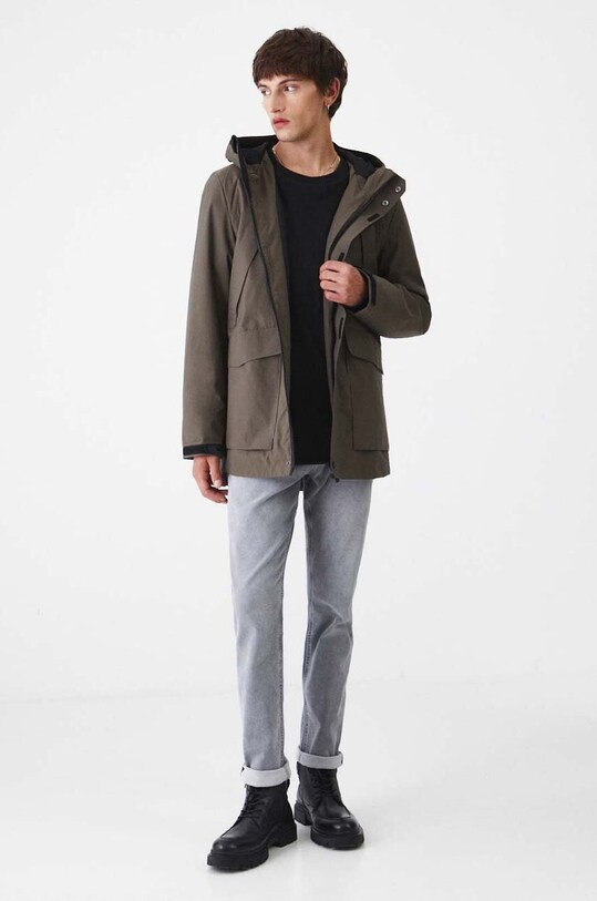 Bunda parka bez vzoru zelená farba RW24.KUM500 zelená RW24