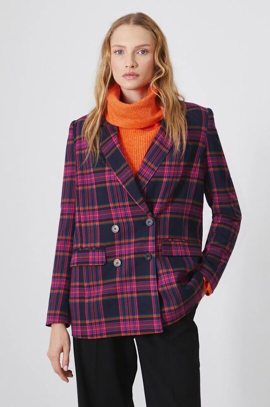 Marynarka damska regular w kratę kolor multicolor RW24.KZD900 multicolor RW24