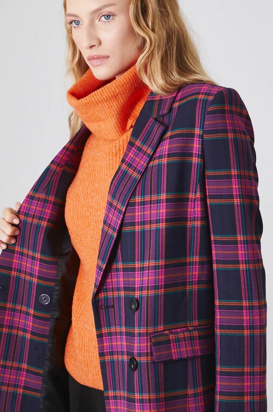 Marynarka damska regular w kratę kolor multicolor RW24.KZD900