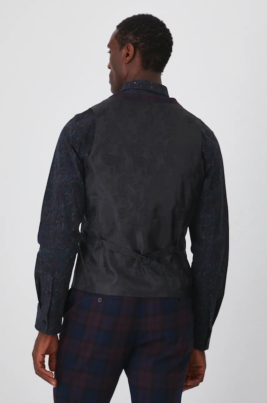 Odzież Kamizelka męska w kratę kolor bordowy RW24.KZMA15 bordowy