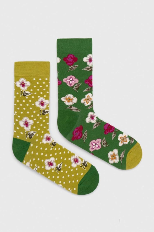 Skarpetki bawełniane damskie w kwiaty (2-pack) kolor multicolor skarpetki długie multicolor RW24.LGD302