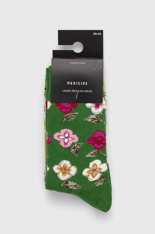 Odzież Skarpetki bawełniane damskie w kwiaty (2-pack) kolor multicolor RW24.LGD302 multicolor