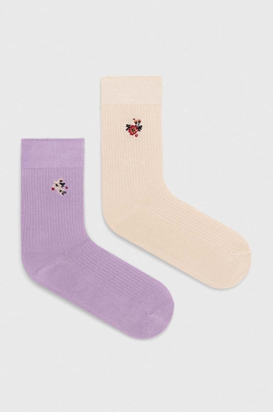 Skarpetki damskie z włókna bambusowego z ozdobnym haftem (2-pack) kolor multicolor skarpetki długie multicolor RW24.LGD307