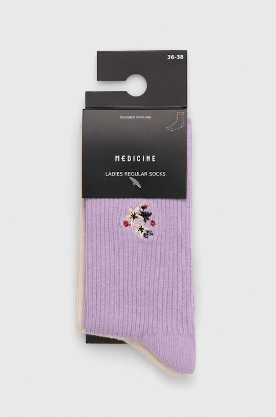 Odzież Skarpetki damskie z włókna bambusowego z ozdobnym haftem (2-pack) kolor multicolor RW24.LGD307 multicolor