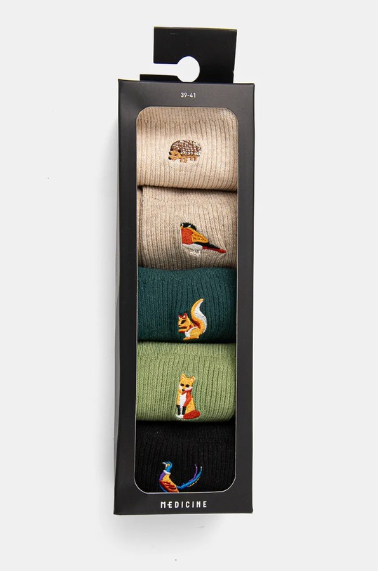 Oblečenie Bavlnené ponožky s ozdobnou výšivkou so zvieracím motívom (5-pack) viac farieb RW24.LGD606 viacfarebná