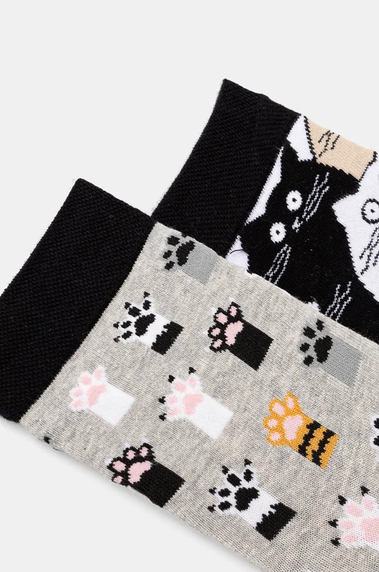 Skarpetki bawełniane damskie w koty (2-pack) kolor multicolor RW24.LGD702 multicolor RW24