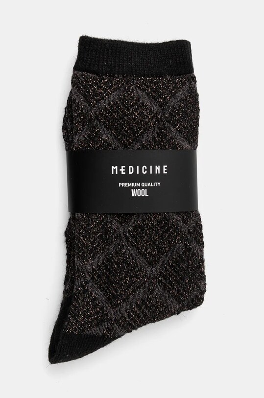 Odzież Skarpetki wełniane damskie z metaliczną nicią kolor czarny RW24.LGD714 czarny