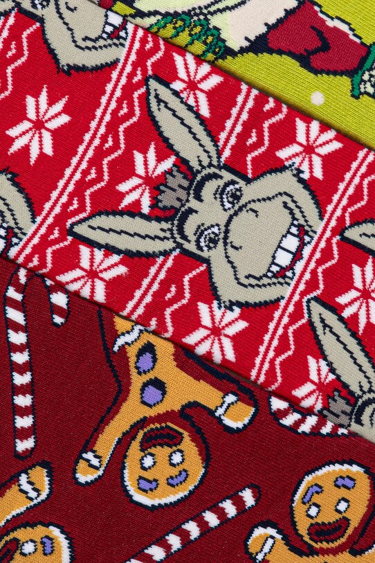 Skarpetki bawełniane damskie świąteczne Shrek (3-pack) kolor multicolor RW24.LGD950 multicolor RW24