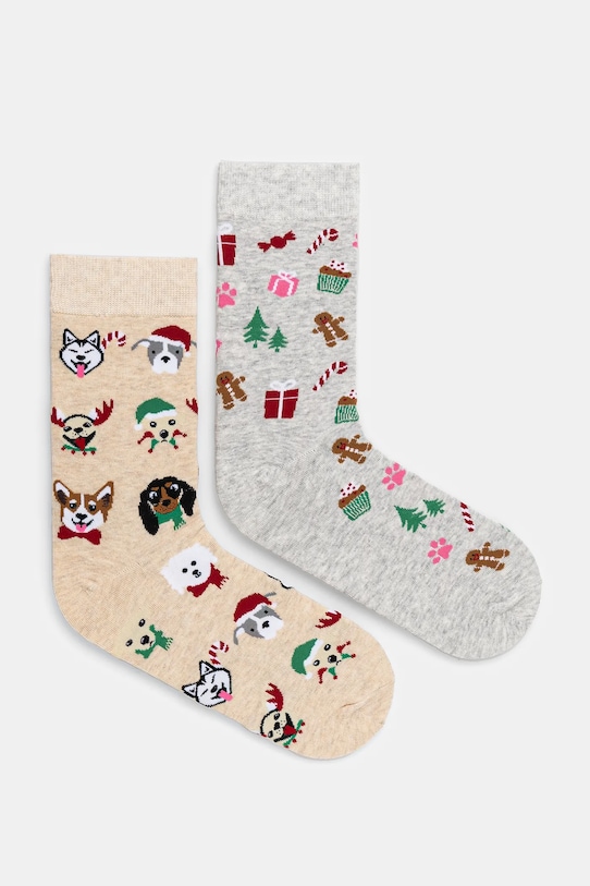 Bavlněné ponožky dámské vánoční (2-pack) více barev dlouhé ponožky vícebarevná RW24.LGDA02