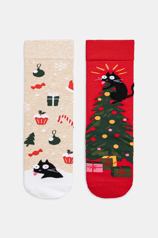 Skarpetki bawełniane damskie świąteczne (2-pack) kolor multicolor skarpetki długie multicolor RW24.LGDA05