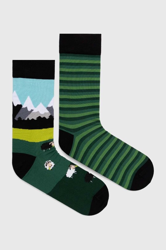 Skarpetki bawełniane męskie z motywem gór (2-pack) kolor multicolor skarpetki długie multicolor RW24.LGM104