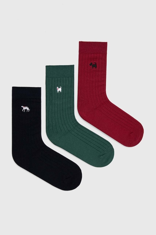 Skarpetki męskie z ozdobnym haftem z psem (3-pack) kolor multicolor skarpetki długie multicolor RW24.LGM200