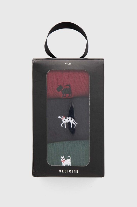 Odzież Skarpetki męskie z ozdobnym haftem z psem (3-pack) kolor multicolor RW24.LGM200 multicolor