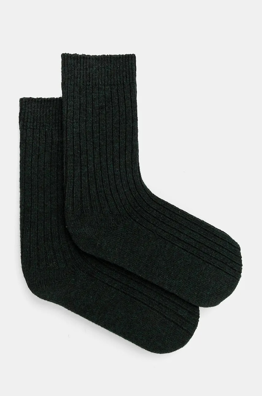 Skarpetki wełniane męskie prążkowane kolor zielony skarpetki długie zielony RW24.LGM706