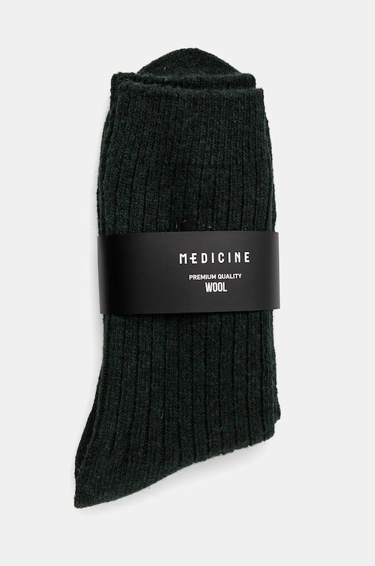 Odzież Skarpetki wełniane męskie prążkowane kolor zielony RW24.LGM706 zielony