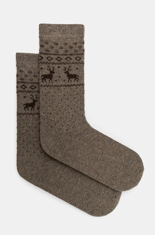 Skarpetki wełniane męskie z motywem zwierzęcym kolor szary skarpetki długie szary RW24.LGM707