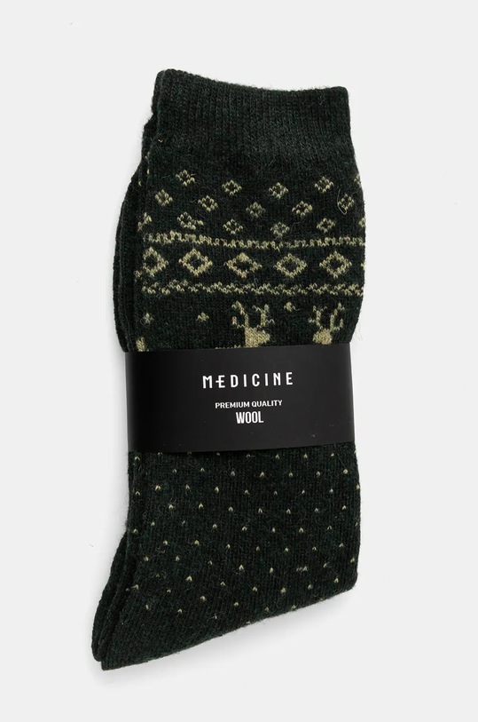 Odzież Skarpetki wełniane męskie z motywem zwierzęcym kolor zielony RW24.LGM707 zielony