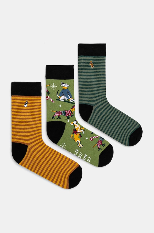 Skarpetki bawełniane męskie świąteczne (3-pack) kolor multicolor aplikacja multicolor RW24.LGMA18