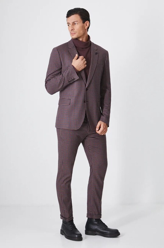 Sako pánsky slim kárované bordová farba RW24.MKM800 burgundské RW24