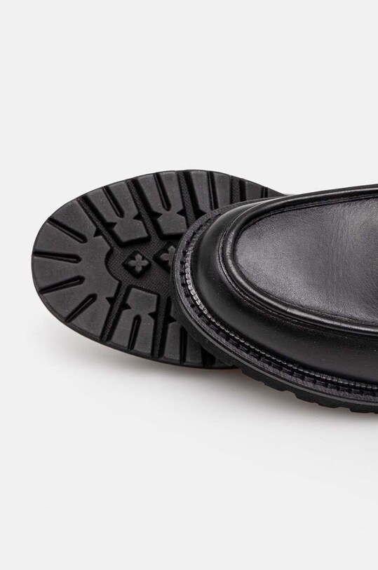 Mokasyny skórzane damskie z ozdobnymi elementami kolor czarny RW24.OBD301
