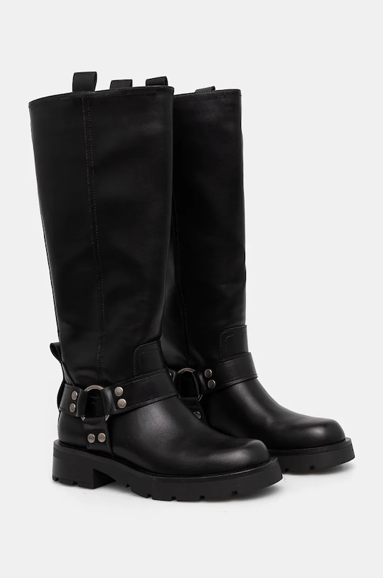 Kozaki damskie ze skóry ekologicznej kolor czarny RW24.OBD703 czarny