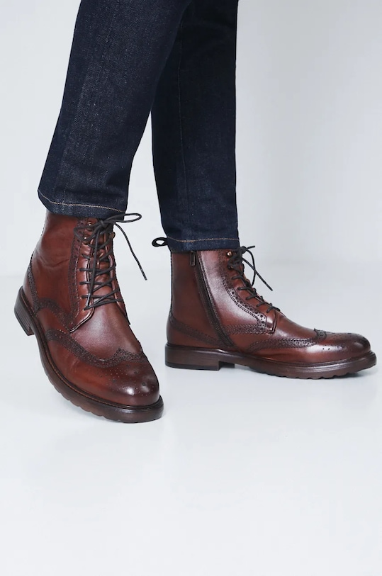 Δερμάτινα παπούτσια Medicine λείο δέρμα καφέ RW24.OBM500