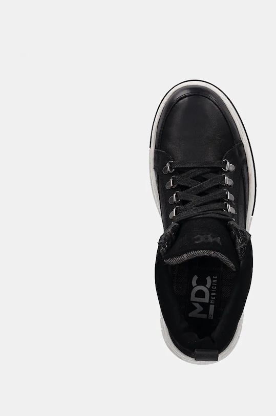 Buty skórzane męskie z zamszowymi wstawkami kolor czarny RW24.OBM506 czarny