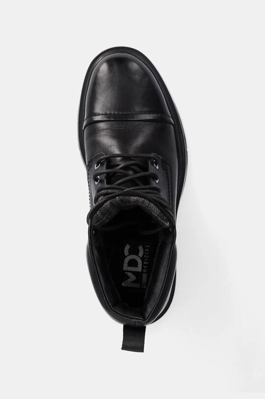 Buty skórzane męskie gładkie kolor czarny czarny RW24.OBM507
