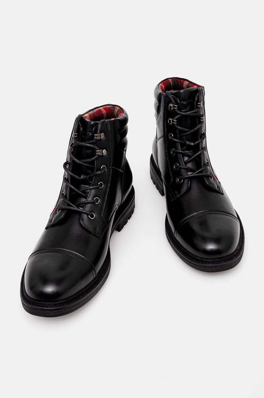 Buty wysokie męskie ze skóry ekologicznej kolor czarny RW24.OBM601