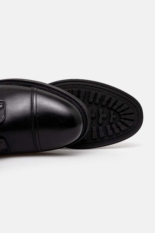 Buty wysokie męskie ze skóry ekologicznej kolor czarny RW24.OBM601