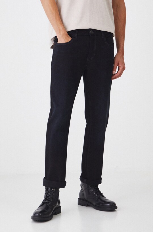 Buty wysokie męskie ze skóry ekologicznej kolor czarny RW24.OBM601