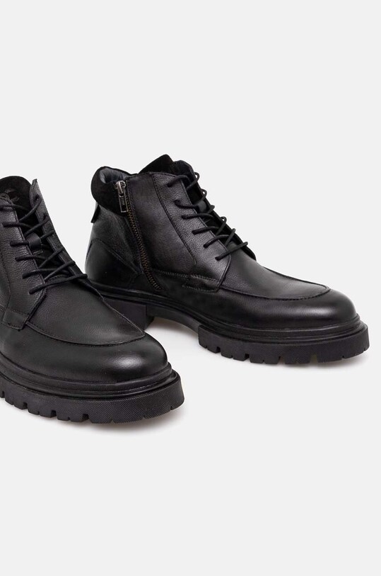 Buty wysokie męskie skórzane kolor czarny RW24.OBM608