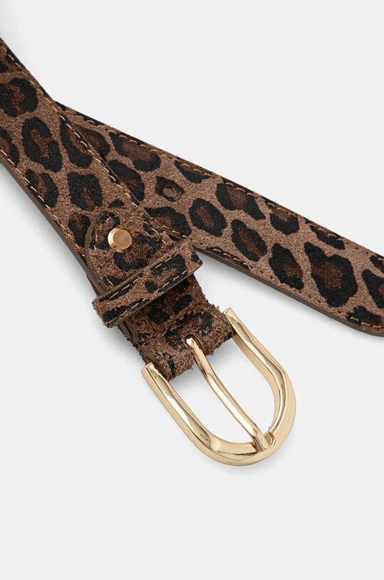 Pasek zamszowy damski ze zwierzęcym wzorem kolor brązowy RW24.PAD708 brązowy RW24