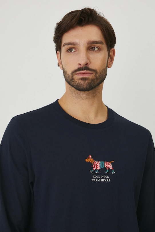 Pyžamo vánoční tmavomodrá barva RW24.PJMA01 námořnická modř