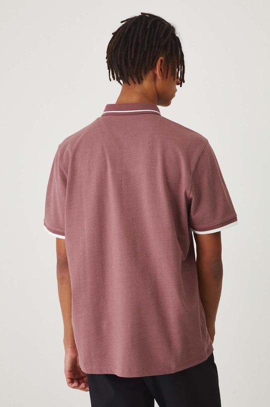 Odzież Polo bawełniane męskie z domieszką elastanu z drobnym wzorem kolor różowy RW24.POM101 różowy