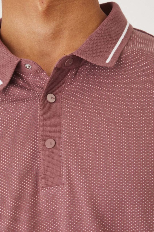 Polo bawełniane męskie z domieszką elastanu z drobnym wzorem kolor różowy RW24.POM101 różowy