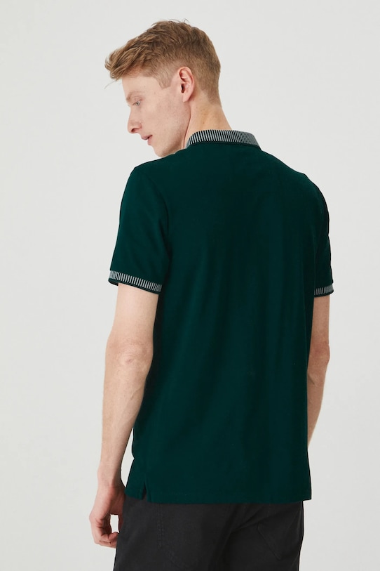 Odzież Polo bawełniane męskie z elastanem gładkie kolor zielony RW24.POMB02 zielony