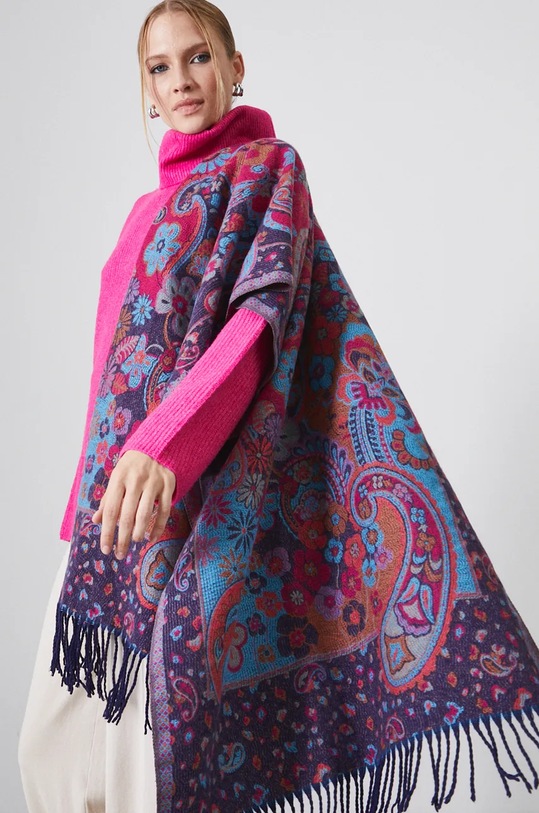 Szal damski w kwiaty z wiskozą kolor multicolor tkanina multicolor RW24.SAD700