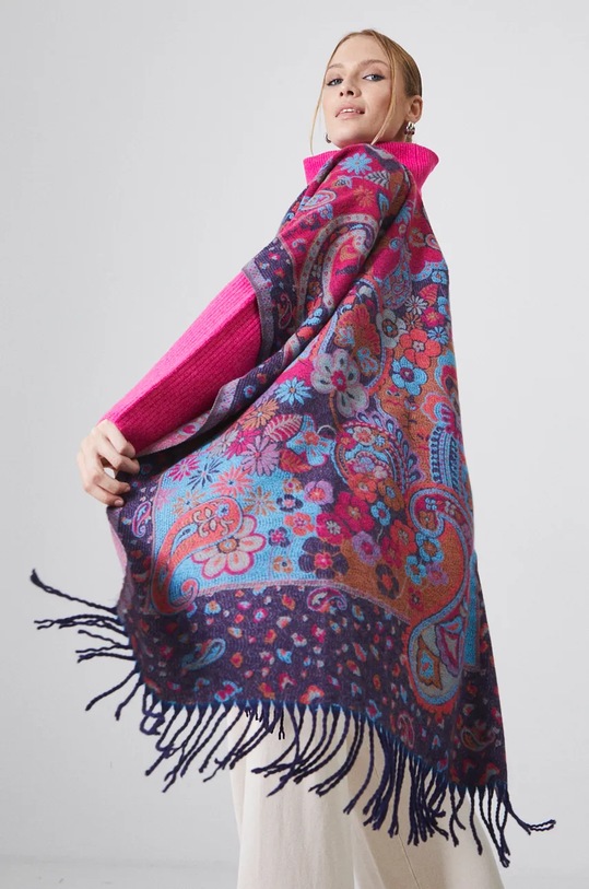 Szal damski w kwiaty z wiskozą kolor multicolor multicolor RW24.SAD700