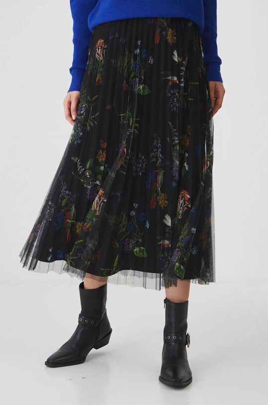 Spódnica damska midi wzorzysta kolor czarny midi czarny RW24.SDD704