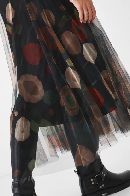 Spódnica damska maxi wzorzysta kolor czarny czarny RW24.SDD772