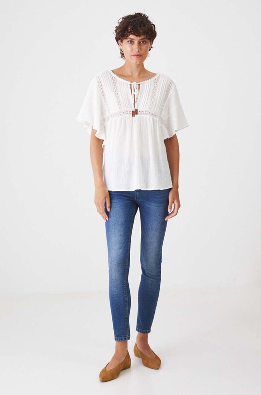 Odzież Jeansy damskie skinny z efektem sprania kolor granatowy RW24.SJD030 granatowy