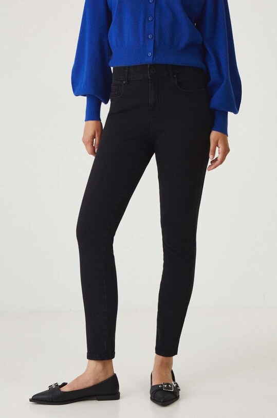 Jeansy damskie skinny gładkie kolor czarny czarny RW24.SJD031