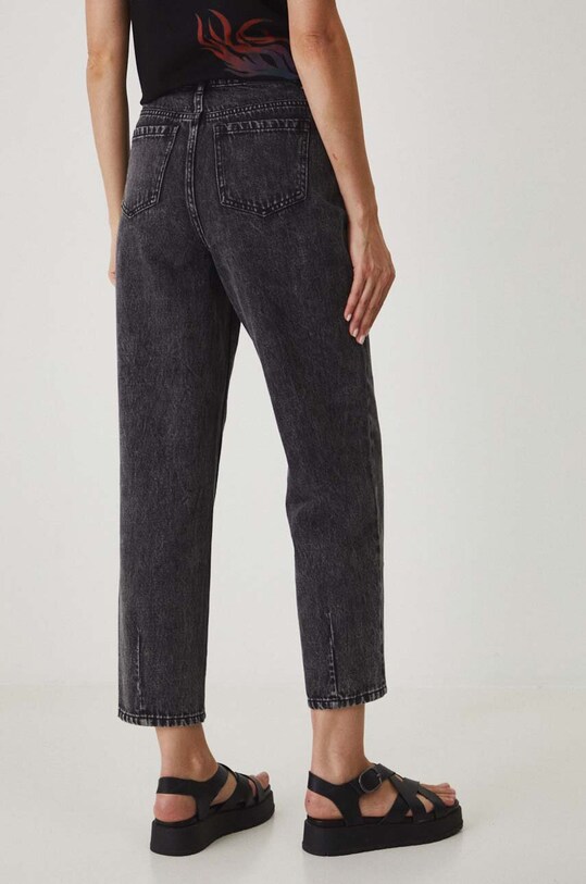 Odzież Jeansy bawełniane damskie mom fit z efektem sprania kolor czarny RW24.SJD100 czarny