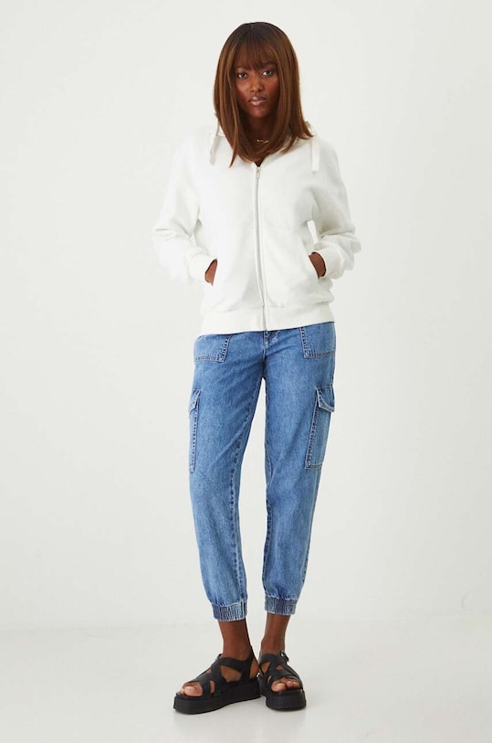 Jeansy damskie jogger z efektem sprania kolor niebieski niebieski RW24.SJD101