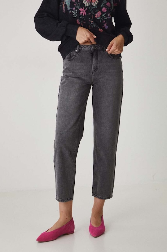 Jeansy damskie straight z efektem sprania kolor szary szary RW24.SJD104