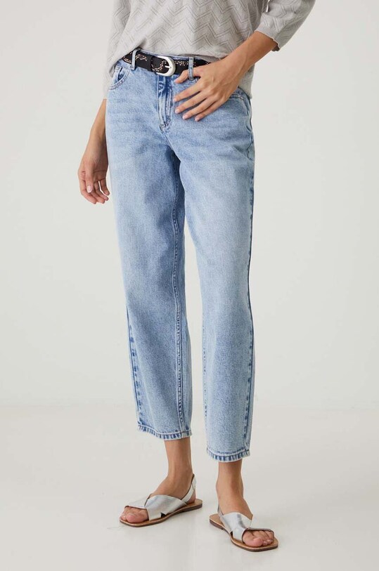 Jeansy damskie straight z efektem sprania kolor niebieski RW24.SJD201 niebieski RW24