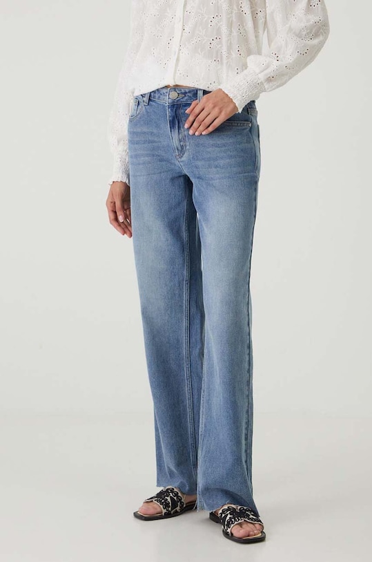 Jeansy damskie wide leg kolor niebieski niebieski RW24.SJD208