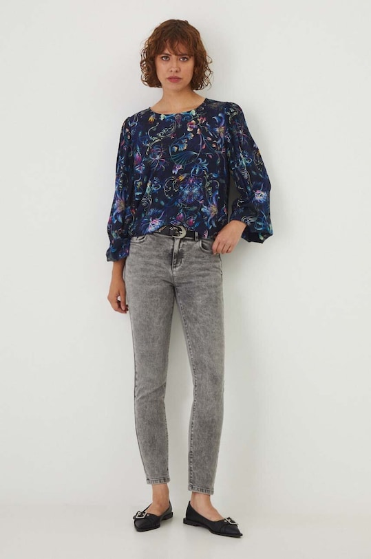 Jeansy damskie skinny z efektem sprania kolor szary OEKO-TEX® szary RW24.SJD303