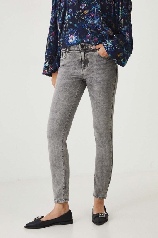 Jeansy damskie skinny z efektem sprania kolor szary RW24.SJD303 szary RW24
